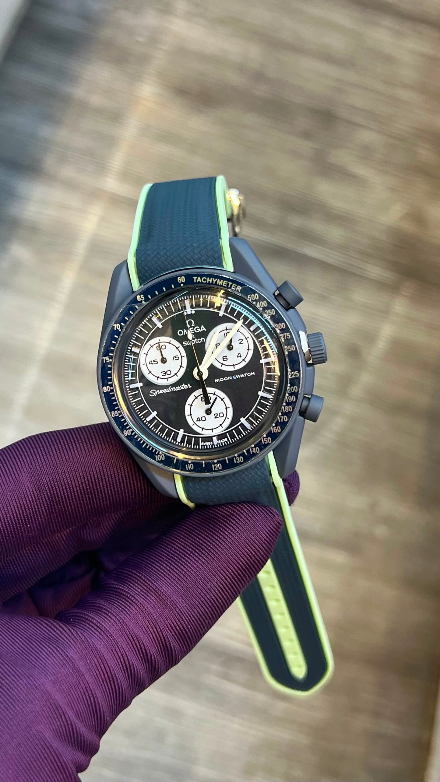 Swatch x Omega Bioceramic Moonswatch Mission to Neptune - Dark Blue Green