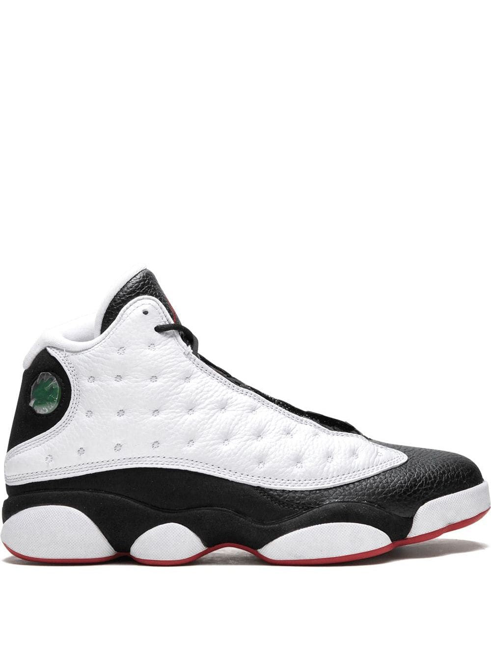 Air Jordan 13 Retro "He Got Game" sneakers in a white, black, and red