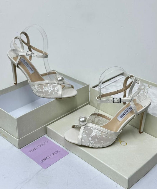 Jimmy Choo Sacora 85 - ivory floral lace - 9cm
