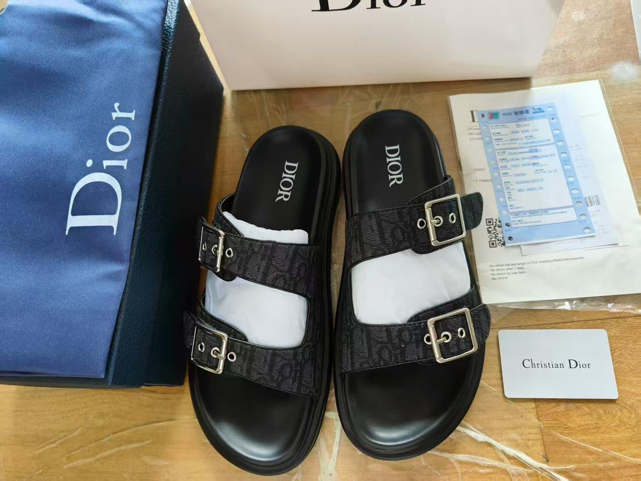 Dior Aqua Slides - Black Oblique