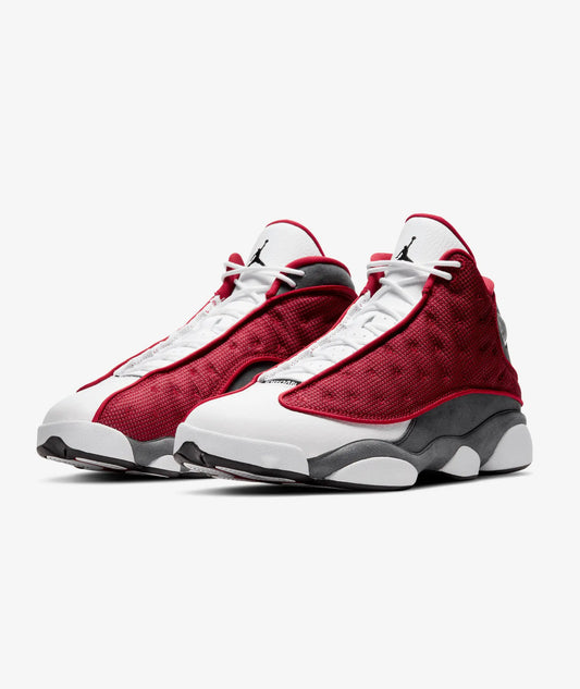Air Jordan 13 Retro "Red Flint" sneakers in a gym red and flint grey
