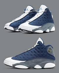 Air Jordan 13 Retro "Flint" sneakers in a white, midnight navy, and flint grey