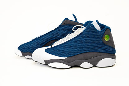 Air Jordan 13 Retro "Flint" sneakers in a white, midnight navy, and flint grey