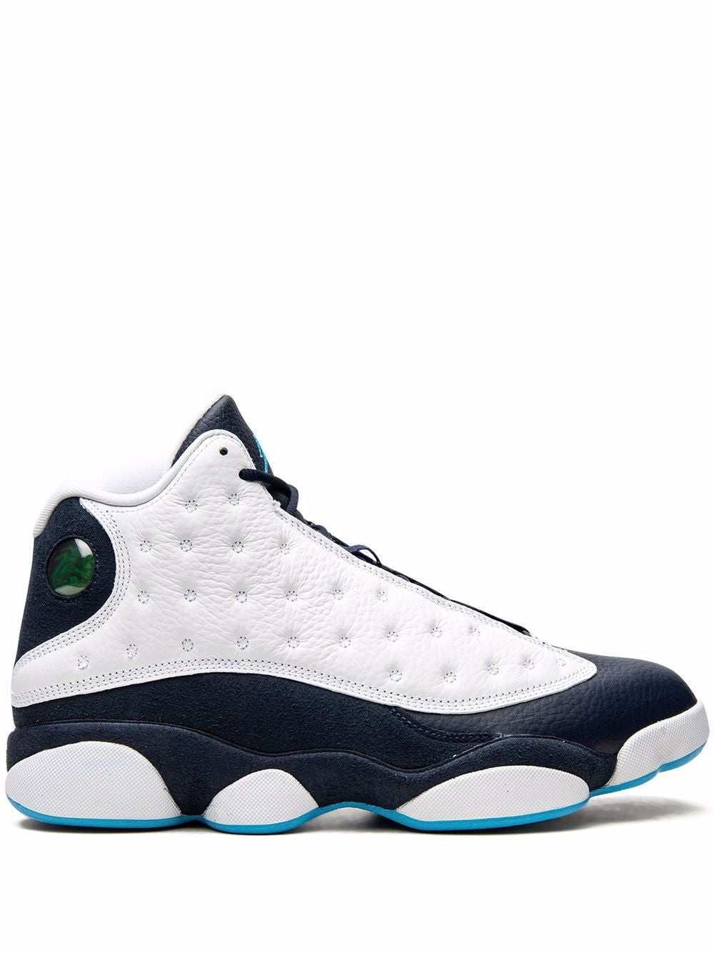 Air Jordan 13 Retro "Obsidian" sneakers in white and navy blue