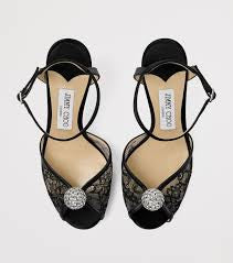 Jimmy Choo Sacora 85 - black floral lace - 9cm (Copy)